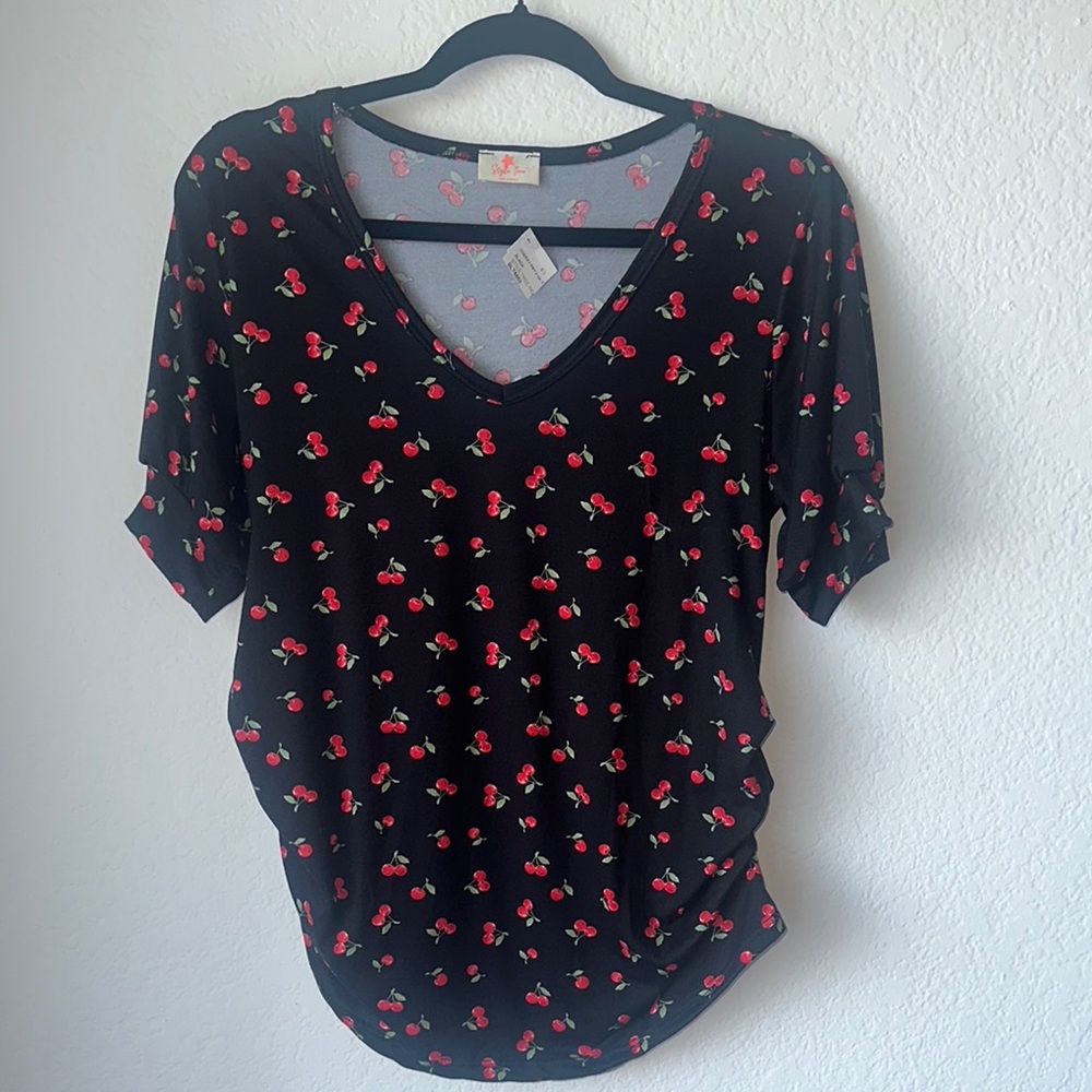 Black and Red Dolman Sleeve Relaxed Blouse